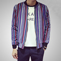 Korean color striped cotton baseball style spring jacket coat men vertical stripe jacket
