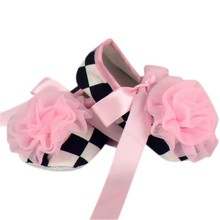 Baby Girls Toddler Leopard Damask Lace Flower Crib Shoes Soft Sole Ribbon Shoes