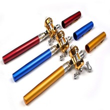 1PC Mini Winter Fishing Rod Pen Portable Pocket Fishing Rods Aluminum Alloy Fish Spinning Pole With Reel Free Shipping FT010