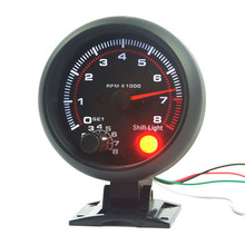 3 75 inch Black white shell light LED Tachometer gauge RPM car 0 8000 rpm free