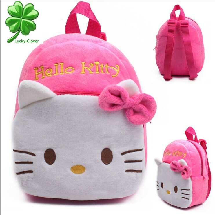 Hot 1 2 years old small children s plush Hello Kitty bow backpack Kid s Child