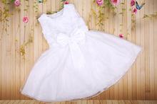 2015 Girls Dresses princess White/Pink/red Flower Bow Lace Party Wedding Bridesmaid Princess Child/Kids dress for 3-11 age