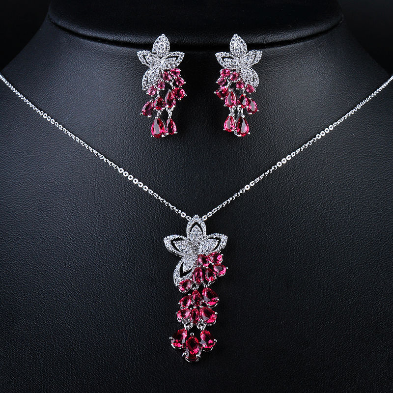 white flower wedding necklace s fashion white gold filled cz colors necklace earrings flower wedding jewelry white flower wedding necklace s fashion white gold filled cz colors necklace earrings flower wedding jewelry
