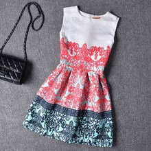 6-12yrs kids dress Girl Dress 2016 Summer Style Fashion Sleeveless Printed Kids Dresses for Girls Clothes Party Princess Dress