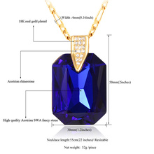 Sapphire Jewelry 18K Real Gold Plated Necklace Women Gift Sale New Career Sytle Blue Stone Crystal