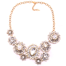 XG192 New Hot 2015 High Quality Ultra luxury Necklaces Pendants Big Long Crystal Flower Statement Necklace