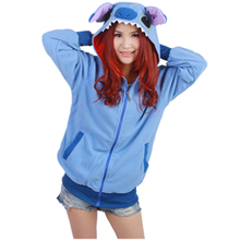 Lilo Stitch Women Men Sweatshirts Long sleeve with zipper hat Cosplay Blue/Pink Stitch Hoodies Hoody Jacket Coat Outwear Hooded