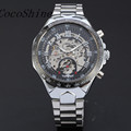 CocoShine A 511 Russian Skeleton Automatic Watches For Men Silver Stainless Steel Wrist Watch wholesale Free