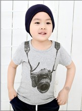 Baby Kid Boys Camera Print Casual T-shirt Short Sleeve Pullover Shirt Tops 2-7Y New