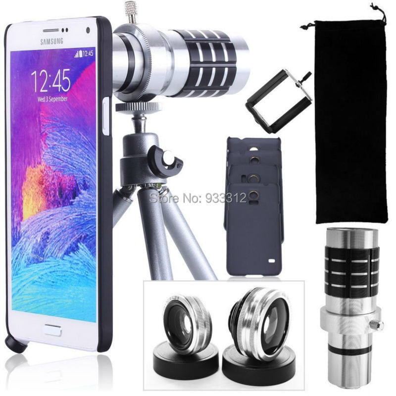 Samsung Galaxy S5 S6 Note 3 Note 4 Camera Lens Kit - Fisheye Lens 2 in 1 Macro Lens Wide Angle Lens 12x Aluminum Telephoto Manual Focus Lens - Awesome Photography Accessories