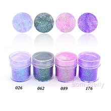 1Box 10ml Purple Pink Colorful Nail Glitter Glitters Powder Sheets Tips Nail Art Decoration