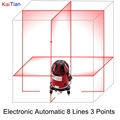 KaiTian Rotary Laser Level 8 Lines with Electronic Automatic Outdoor Tilt Slash Function Euro Plug 635nM