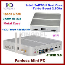 4GB RAM+64G SSD fanless i5 4200u mini linux embedded pc,Intel HD 4400 Graphics,2*COM RS232,4*USB 3.0, HDMI,4K HD HTPC,win 7/8