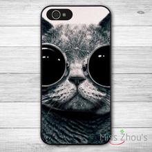 For iphone 4/4s 5/5s 5c SE 6/6s plus ipod touch 4/5/6 back skins mobile cellphone cases cover Cute Lovely Sunglasses Funny Cat