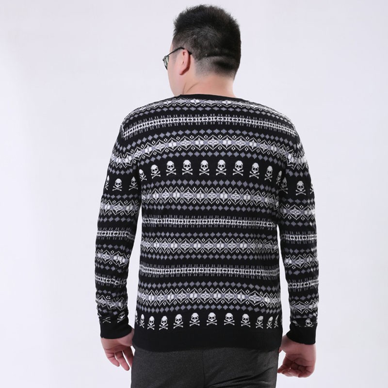 M~5XL 2015 Autumn Spring Men\'s Big Size Pullovers Knitted Sweaters V-Neck Plus Size Skulls Cotton Camisas All Match New Arrival (17)