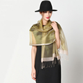 2016 New fashion luxury brand 100 silk scarf women Wraps solid Silk Shawls gold scarves cachecol