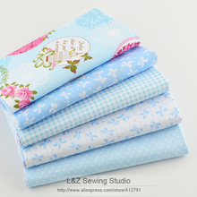 40cm*50cm 5pcs Blue Cotton Fabric Fat Quarter Quilting Patchwork Tissue Kids Baby Bedding Textile For Sewing Tilda Doll