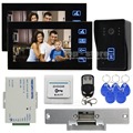 DIYSECUR Strike Door Lock Video Door Phone Intercom Doorbell Security Kit IR Camera Monitor 125KHz RFID