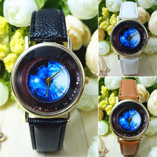 Relojes de pulsera nuevo lujo señora de la marca mujeres hombres de Alien cielo caso de cuero de imitación pulsera de cuarzo analógico reloj de pulsera