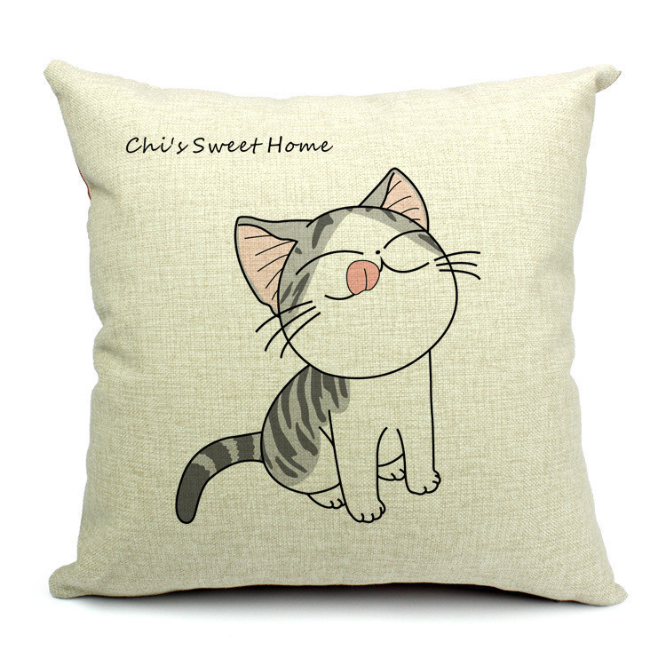 Free Shipping High Quality Invisible Zipper Lovely Cat 9 Style Linen Sofa Decor Cushion Cover/pillow Cover 45*45cm
