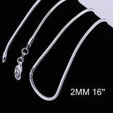2MM 16 24inches promotions Price Beautiful silver plated WOMEN MEN Cute chain necklace high quality fashion