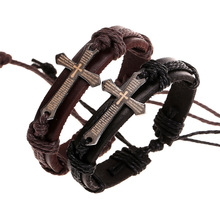 2016 Fashion Leather Bracelets For Man Women Fashion Jewelry Accessories Cross Bracelets Free Size Men s