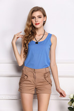 Wholesale 2014 Fashion New Summer Women Clothing Chiffon Sleeveless Solid Neon Candy Color Causal Chiffon Blouse