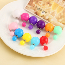 2015 New Jewelry Transparent brincos double side pearl earrings Cheap big earrings for women candy Colors