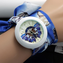 2014 floral chiffon sweet girls watch Sweet chiffon fabric women dress watches fashion Ladies flower cloth wrist watch