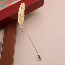 Men Leaf Feather Brooch Pins Collar Suit Stick Breast Pin Lapel Pin Men’s Suit Dress Up Unisex Jewelry