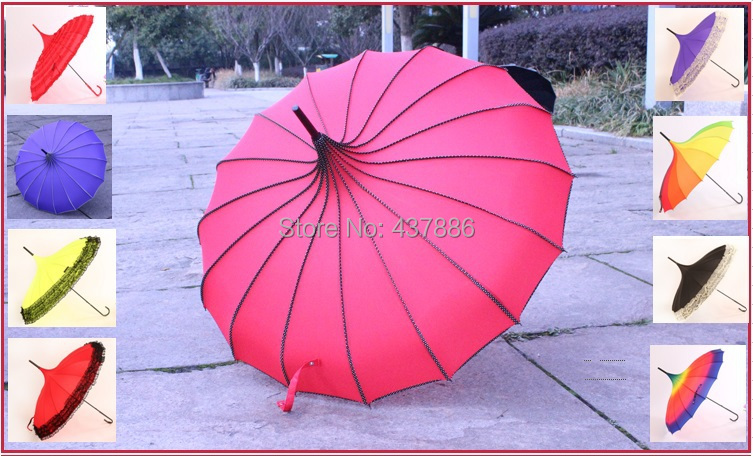 Many designs red pink yellow creative Pagoda paraguas women umbrella long-handled princess lace umbrella female for raining day
