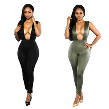 family matching outfits Siamese trousers High-grade summer jumpsuits solid casual zipper Siamese pants Split plus size Women