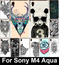 Для Sony Xperia M4, милый животное сова жираф Cat Elephant живопись пк чехол чехол аква двойной E2303 E2333 E2353 телефон чехол раковина