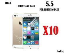For Iphone 6 Plus 5.5″ Without Retail Package10pcs Clear Screen Protector Cover, Front and Back Screen Protector Film