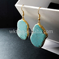 NEWEST Natural turquoise earrings with gold plated on edged beautiful jasper earrings WT E054