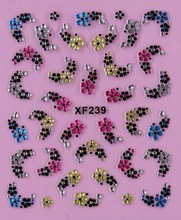 black 3D flower design Water Transfer Nails Art Sticker decals lady women manicure tools Nail Wraps Decals XF239