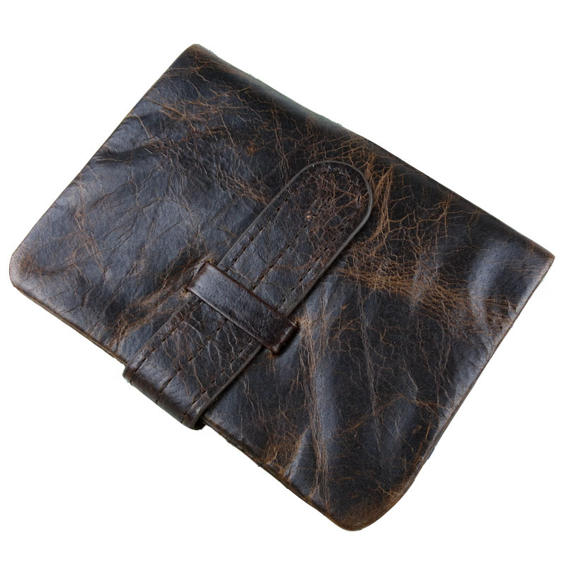 Vintage Designer Famous Brand 100 Genuine Cowhide Oil Wax Leather Men Short Bifold Wallet Wallets Purse