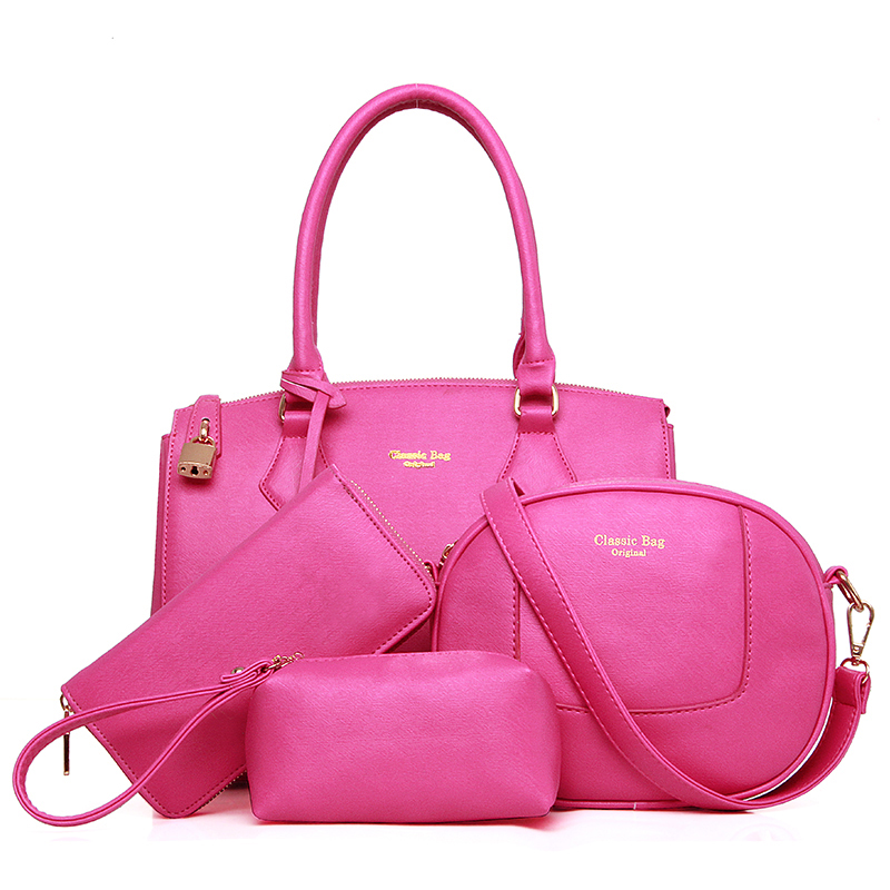 2016 Hot Popular women composite bags PU leather Tote Shoulder Messenger Clutches bags brand designer vintage 4 in 1 handbag set