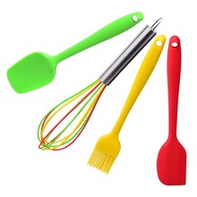 Cooking Tools 4pcs/set Silicone Kitchen Utensils Set Coating Spatula Spoon Basting Brush Set Balloon Whisk kitchen accessories
