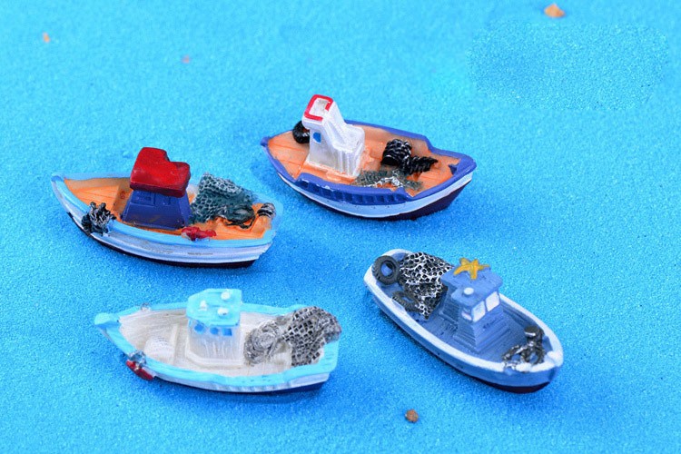 Fishing Boat Miniature Fairy Garden Home Decoration  DIY Accessories Nice 