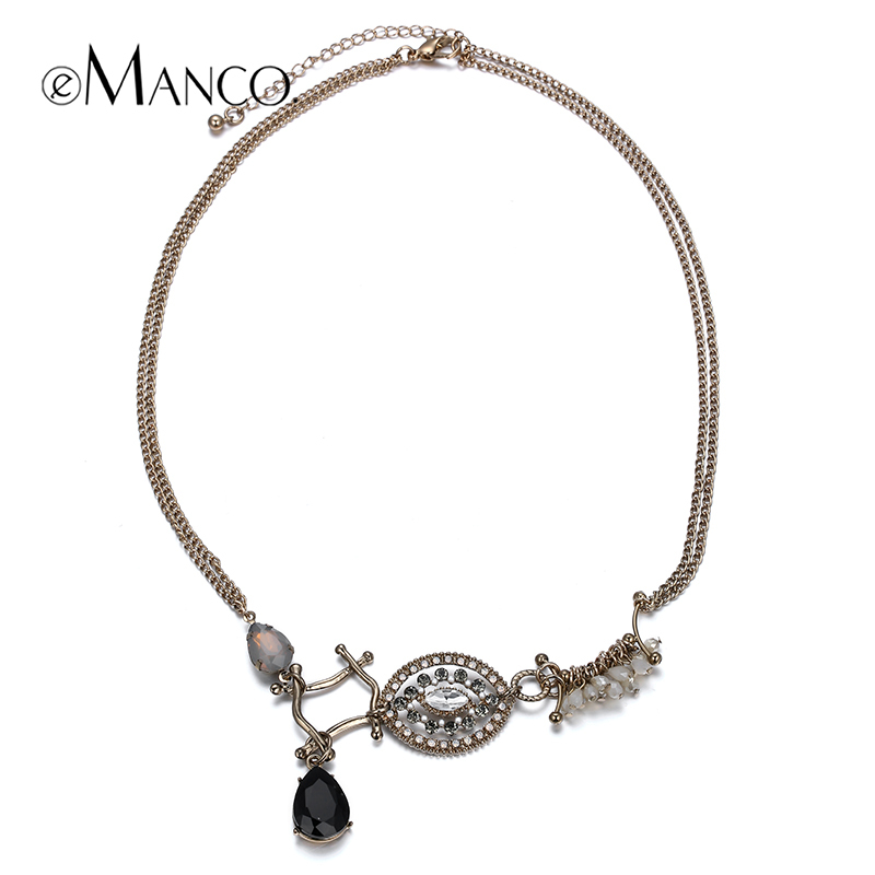 Multilayer zinc alloy choker necklace eManco crystal pendant rhinestone inlaid summer 2016 geometric necklace collar NL13232
