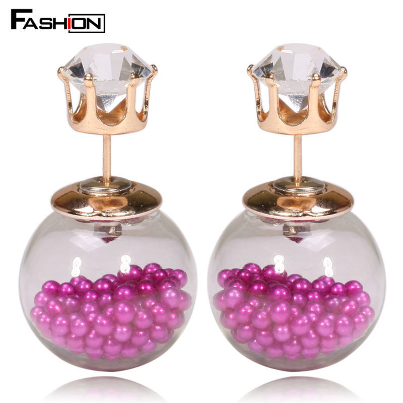 2015 New Style Glass Stud Earrings For Women Gold ...