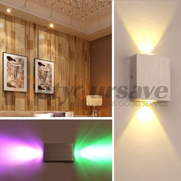 Multi color 2W High Power LED Wall House Light KTV Bar Pub Store Decor Sconce Porch Lamp New(Plane mirror)