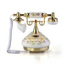 SAF Hot Vintage ceramics telephone MS 9100 pink flowers gold rim with hands free function