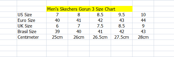 skechers size chart 