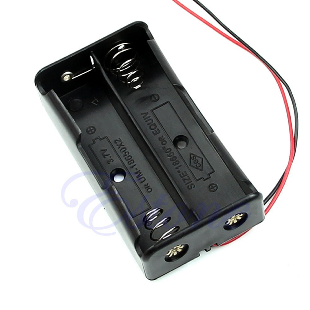 J35 Free Shipping New Black Plastic Storage Box Case Holder For Battery 18650 With 6 Wire Leads 2