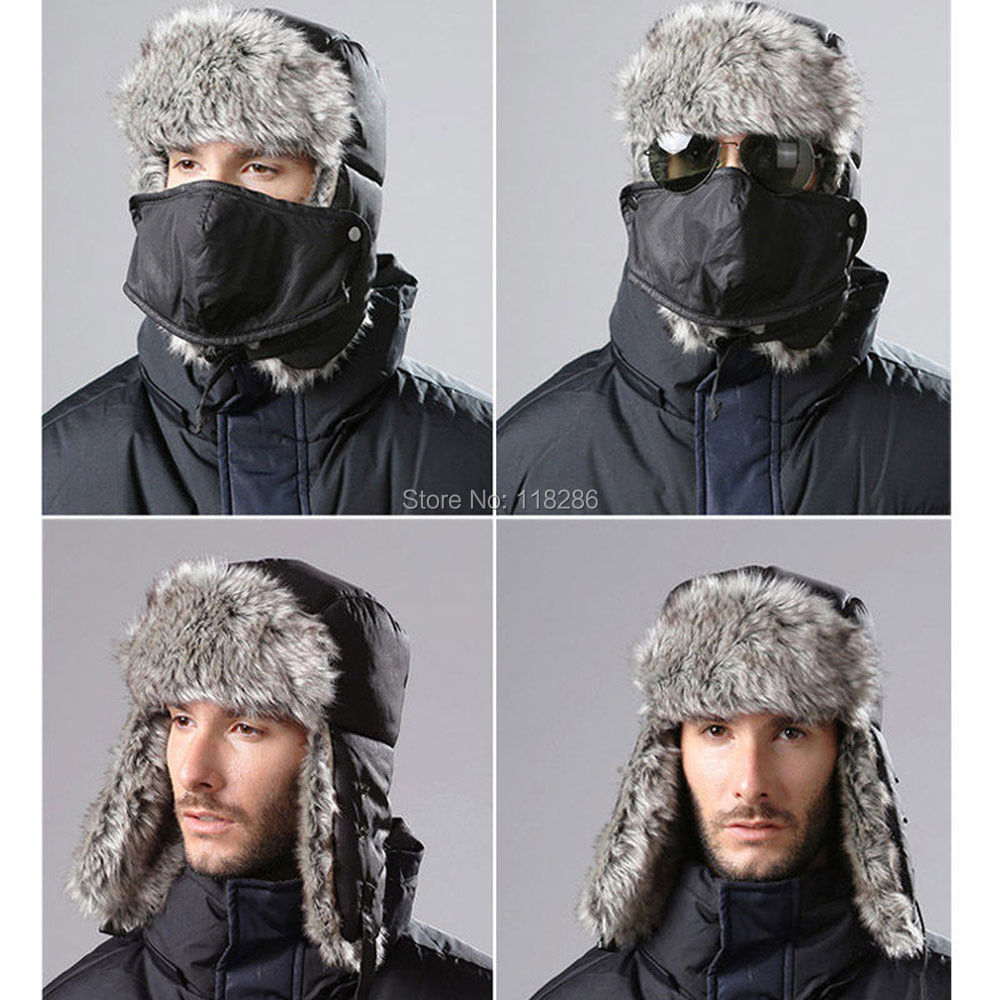 Men-Winter-Trapper-Aviator-Trooper-Earflap-Warm-Ski-Hat-With-Mask-Hot-sale