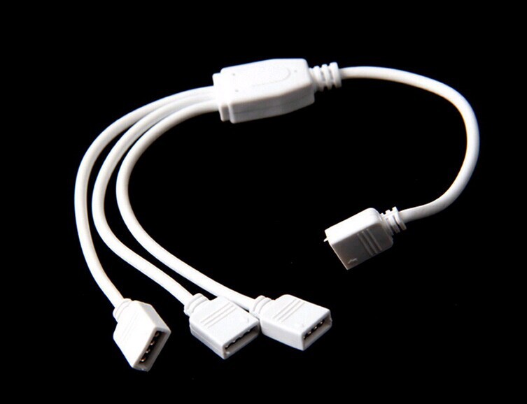 1 To 3 Female 4 Pin Flexible LED Connector Cable Splitter RGB 3528 5050 strip Tracking
