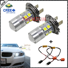 2pcs Error Free Canbus HID White 10-SMD CREE High Power H7 LED Bulbs+ Error Free LED Decoders For Daytime Running Fog Lights
