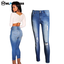 Owlprincess Plus Size 4XL Skinny Ripped Women Jeans Slim Hole Fashion High Waist Famale Denim Pencil Pants Cotton tight Trousers